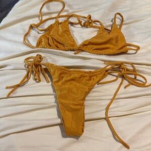 San Lorenzo Gold Double Tie-Side Triangle Bikini Set